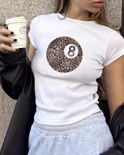 Leopard Print Billiards Number 8 T-Shirt