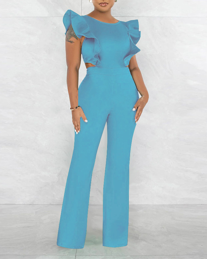 Ruffled Round Neck Jumpsuit