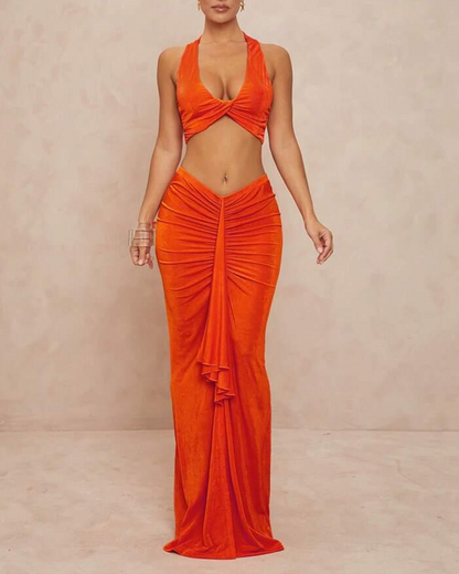 Slim-Fit Tube-Top Skirt Suit