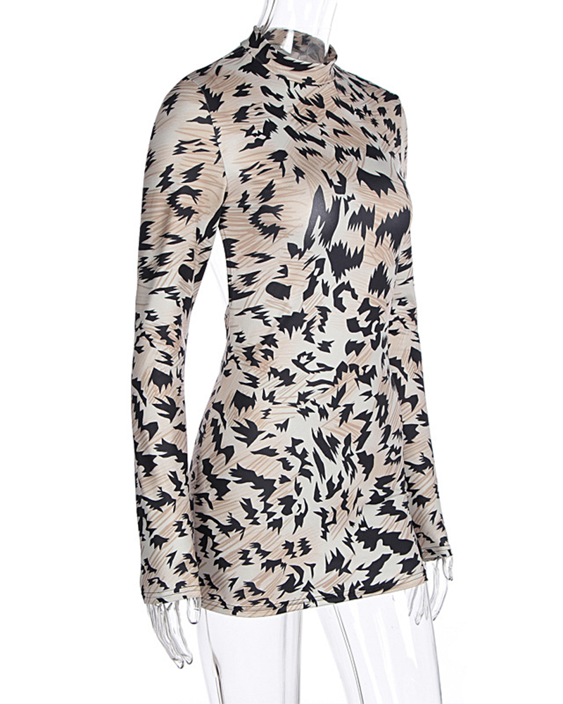 Printed Slim-Fitting Hip Dress