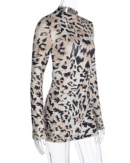 Printed Slim-Fitting Hip Dress