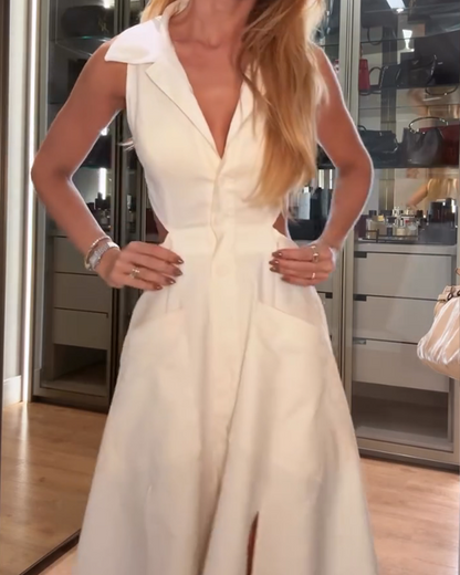 V-Neck Hollow Dress (Pre-Sale)