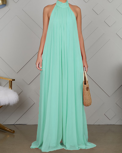 Sleeveless Chiffon Loose Open-Back Jumpsuit