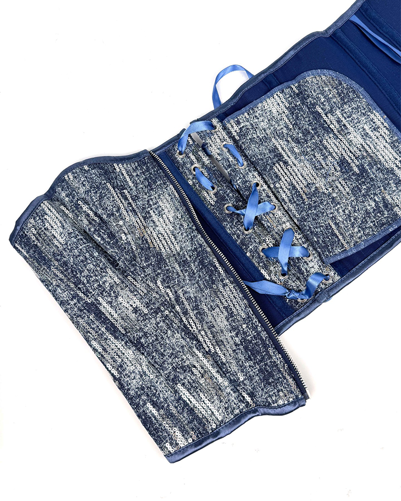 Sequins Denim Corset