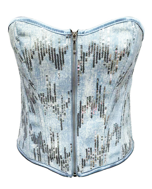Sequins Denim Corset