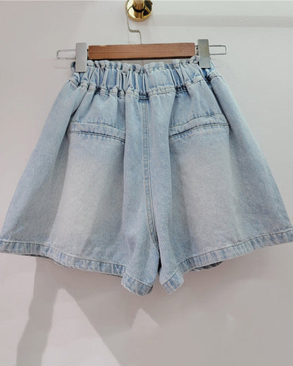 Diamond Beaded High Waist Loose Skinny Denim Wide Leg Shorts