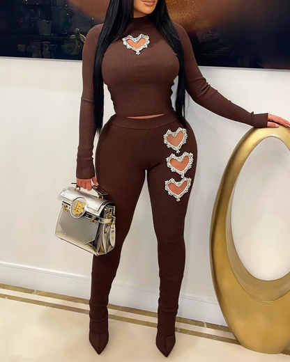 Decorative Hollow Slim Pants Suit