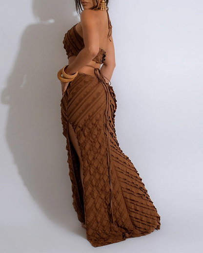 Sexy Halterneck Lace-Up Slim-Fitting Hollow Dress