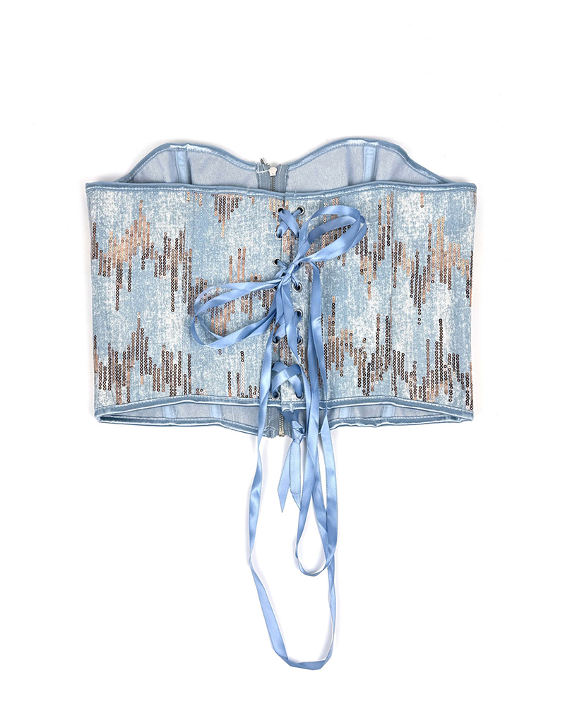 Sequins Denim Corset