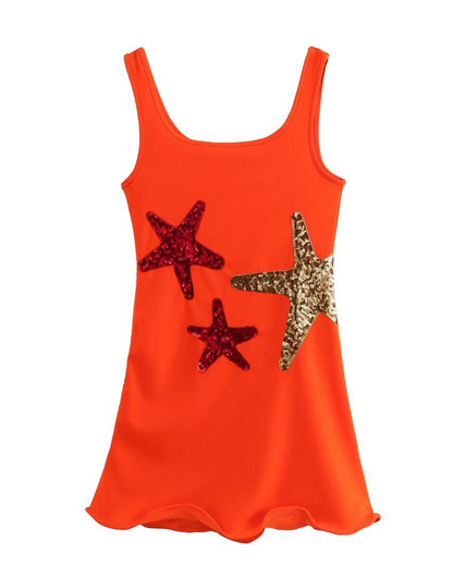 Sequined Embroidered Mini Dress