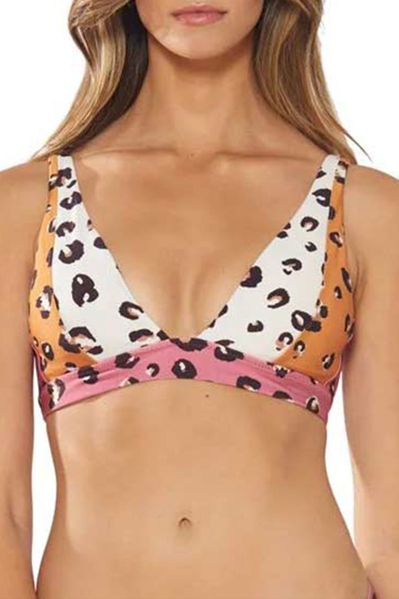 Conjunto de bikini con estampado de leopardo y patchwork