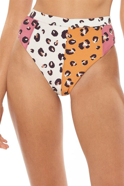 Conjunto de bikini con estampado de leopardo y patchwork