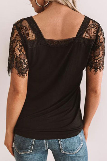 Lace Patchwork Black T-shirt (2 Colors)