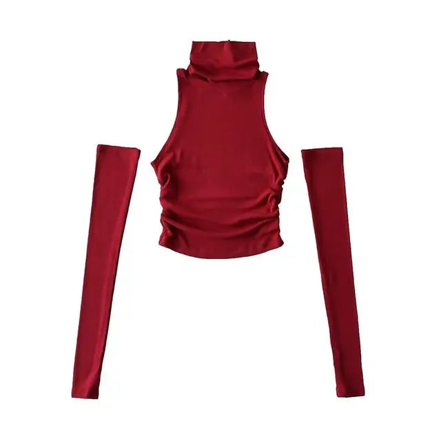 2025 New Spicy Girls Y2k Tops Oversleeve Sexy Turtleneck Tank Top for Women’s Slim Fit Short tshirt Skinny Streetwear Crop Top
