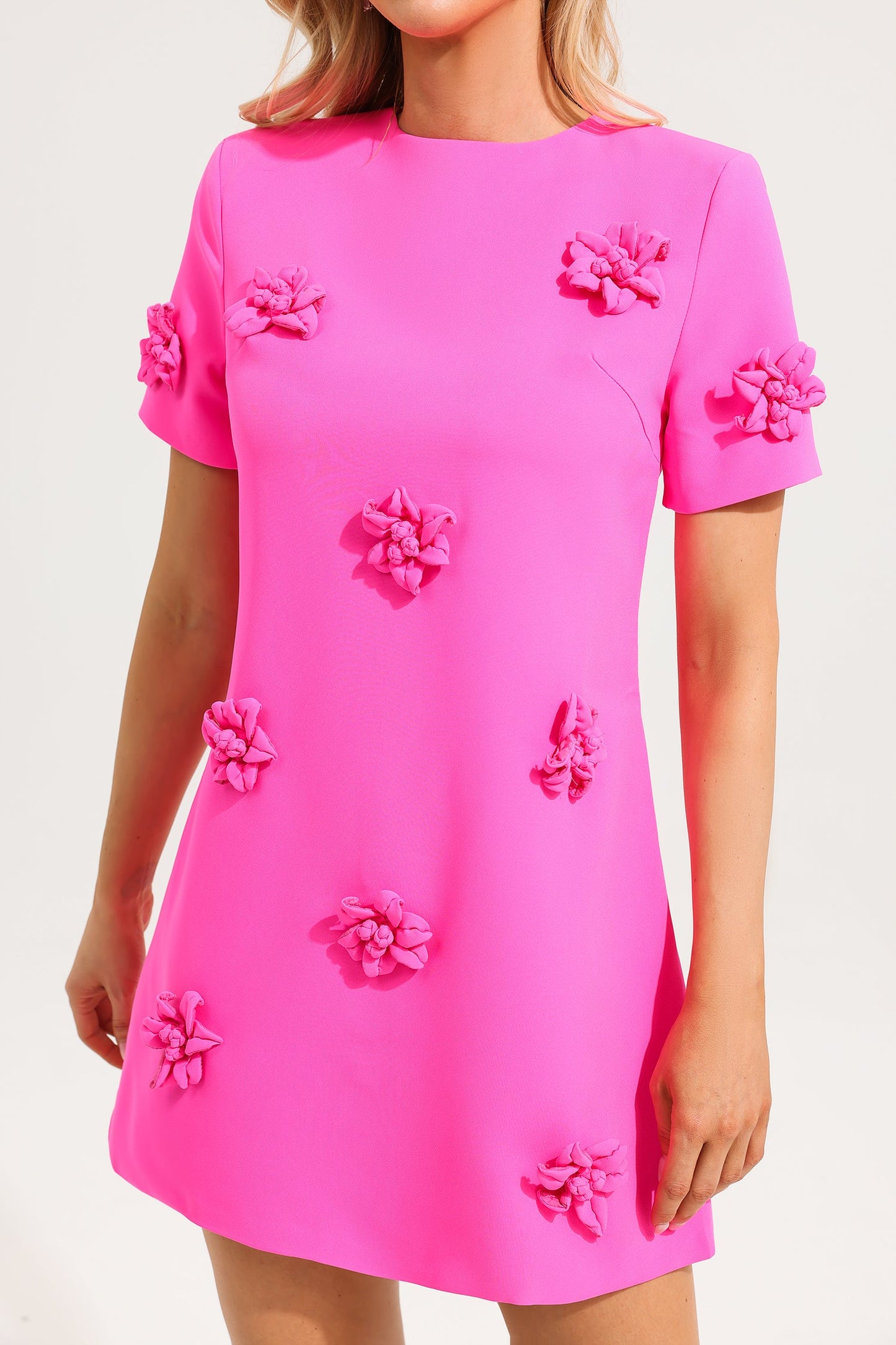 Minivestido de manga corta con estampado floral 3D 