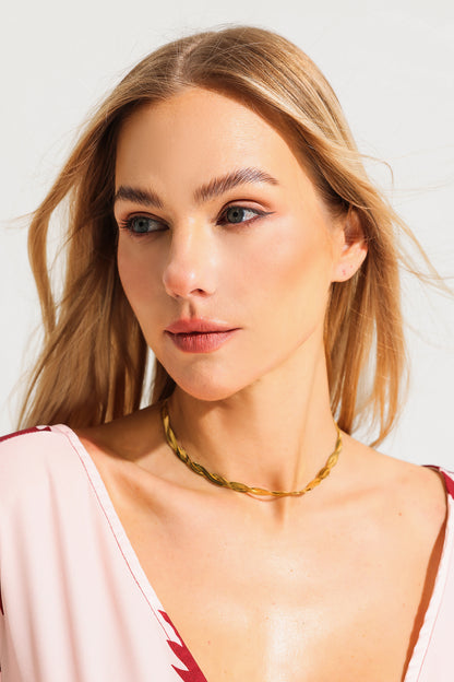 Gold Tone Two Strand Cross Necklace