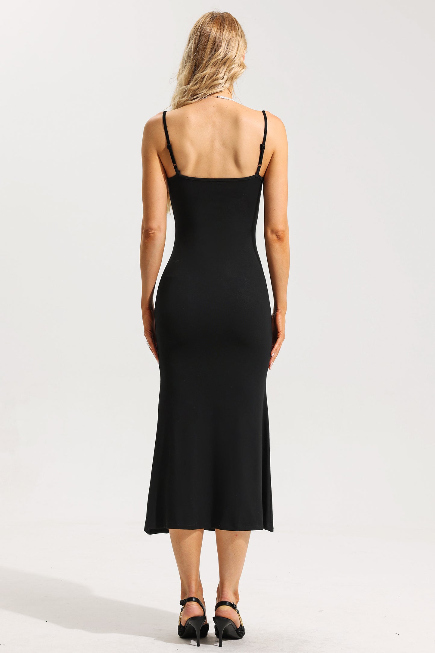 Vestido midi sin mangas de punto con estampado floral 3D 