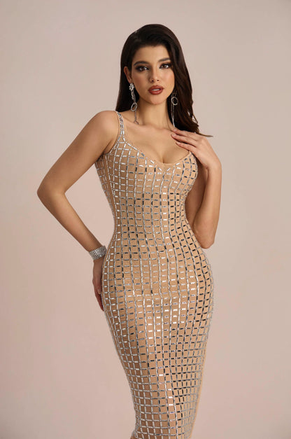 Camilla Crystal Embellished Split Midi Dress