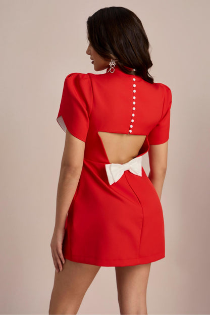 Adela Cut-out Bowknot Mini Dress