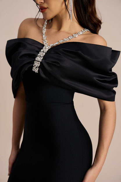Alva Off Shoulder Diamante Maxi Dress