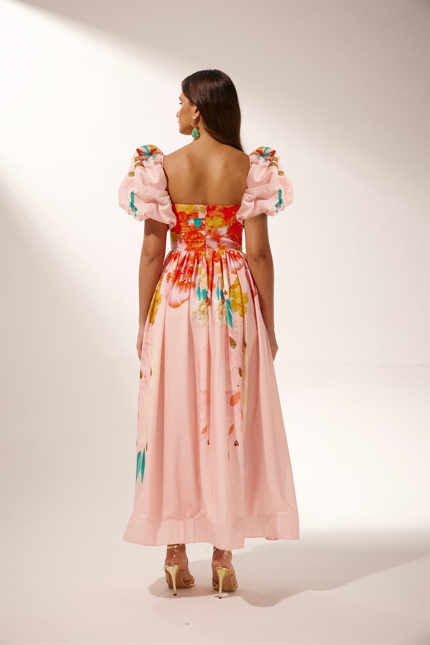 Audrey Floral Printed Off-shoulder Midi Dress