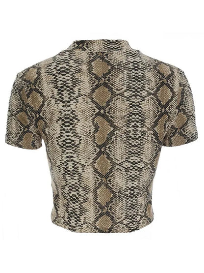 2025 Sexy Crop Top Women Snake Print Tank Top Slim Primer High Collar Vest Harajuku Crop Tank Top T Shirt Femme Girls Camis Tops