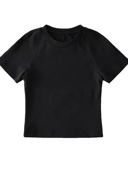 2025 Sexy Off Back Raglan Sleeves Slim Fit Short Sleeve Short Open Navel T-shirt