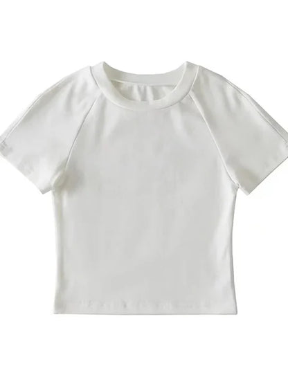 2025 Sexy Off Back Raglan Sleeves Slim Fit Short Sleeve Short Open Navel T-shirt