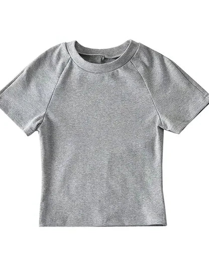 2025 Sexy Off Back Raglan Sleeves Slim Fit Short Sleeve Short Open Navel T-shirt