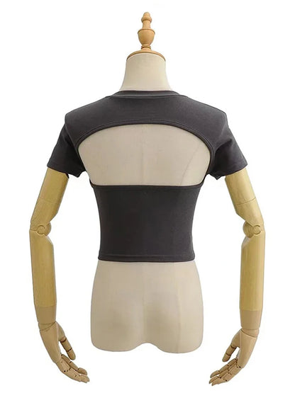 2025 Sexy Off Back Raglan Sleeves Slim Fit Short Sleeve Short Open Navel T-shirt