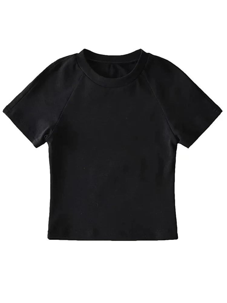 2025 Sexy Off Back Raglan Sleeves Slim Fit Short Sleeve Short Open Navel T-shirt