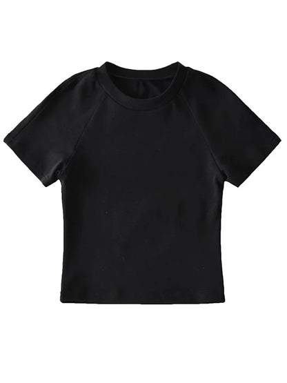 2025 Sexy Off Back Raglan Sleeves Slim Fit Short Sleeve Short Open Navel T-shirt