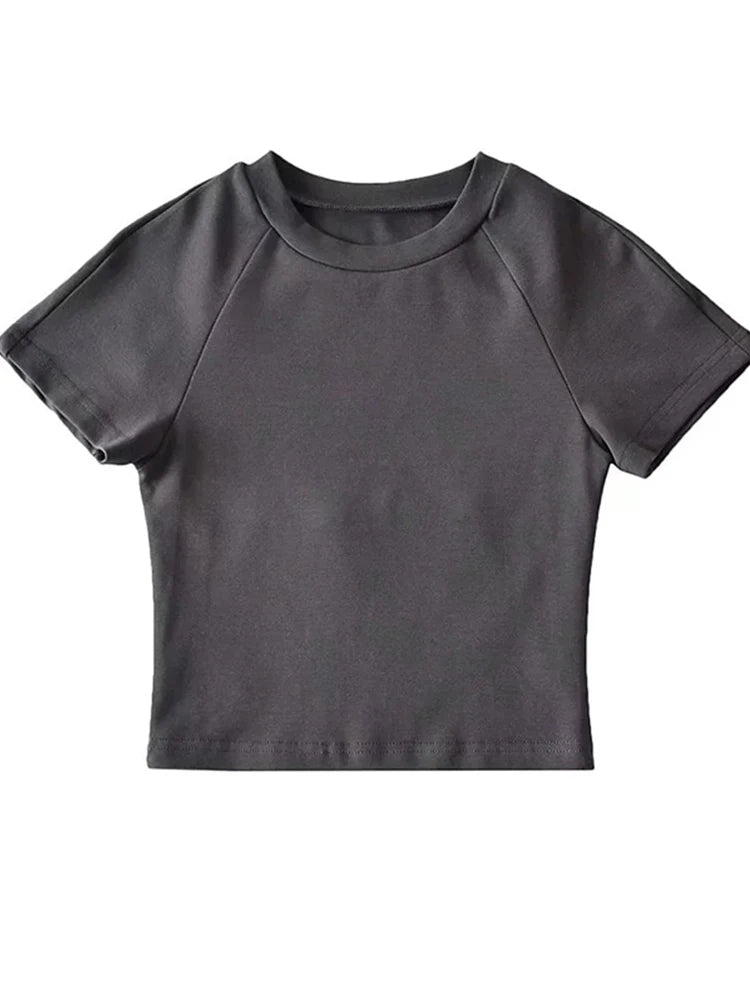 2025 Sexy Off Back Raglan Sleeves Slim Fit Short Sleeve Short Open Navel T-shirt