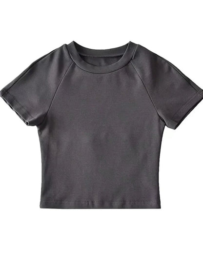 2025 Sexy Off Back Raglan Sleeves Slim Fit Short Sleeve Short Open Navel T-shirt