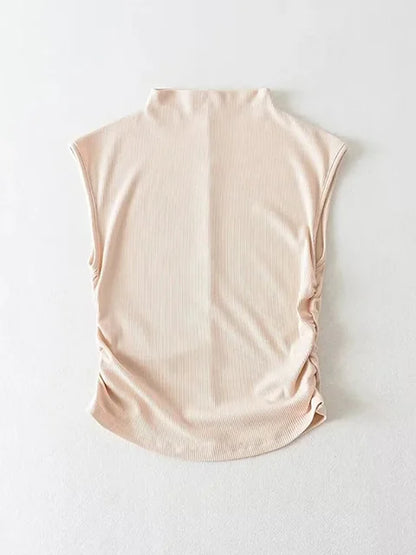 Camiseta sin mangas de cuello alto negra de verano 2025 para mujer, color rosa y morado, lisa, sin mangas, atuendos rave, E Girl, colorida