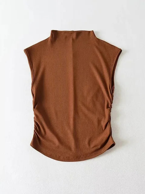 Camiseta sin mangas de cuello alto negra de verano 2025 para mujer, color rosa y morado, lisa, sin mangas, atuendos rave, E Girl, colorida