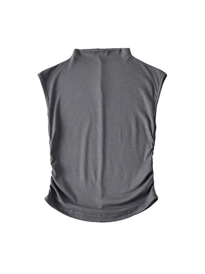 Camiseta sin mangas de cuello alto negra de verano 2025 para mujer, color rosa y morado, lisa, sin mangas, atuendos rave, E Girl, colorida