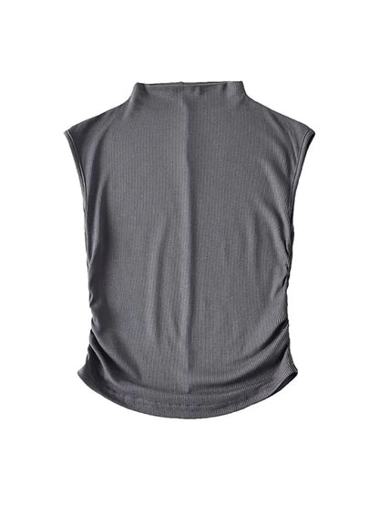 Camiseta sin mangas de cuello alto negra de verano 2025 para mujer, color rosa y morado, lisa, sin mangas, atuendos rave, E Girl, colorida