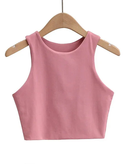 2025 Summer Fashion Women Sexy Slim Tops O-neck Sleeveless Double Nylon Ladies Good Quality Tank Tops 6 Colors