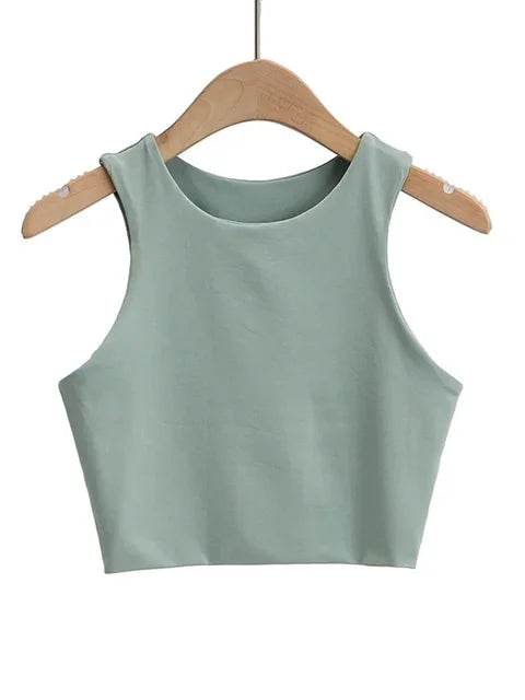 2025 Summer Fashion Women Sexy Slim Tops O-neck Sleeveless Double Nylon Ladies Good Quality Tank Tops 6 Colors
