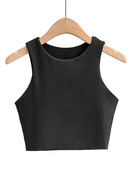 2025 Summer Fashion Women Sexy Slim Tops O-neck Sleeveless Double Nylon Ladies Good Quality Tank Tops 6 Colors