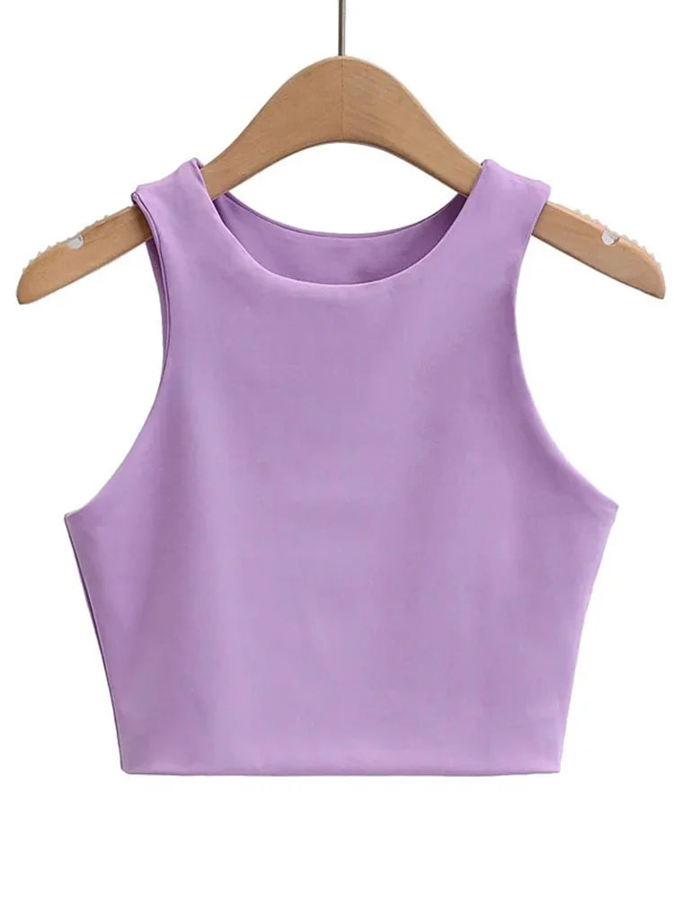 2025 Summer Fashion Women Sexy Slim Tops O-neck Sleeveless Double Nylon Ladies Good Quality Tank Tops 6 Colors
