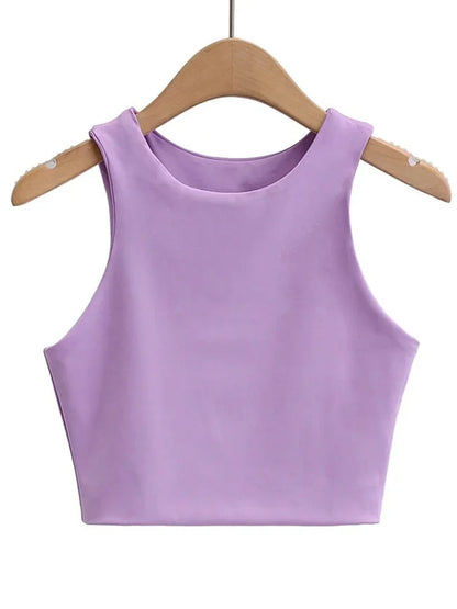 2025 Summer Fashion Women Sexy Slim Tops O-neck Sleeveless Double Nylon Ladies Good Quality Tank Tops 6 Colors