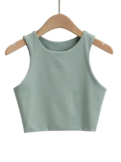 2025 Summer Fashion Women Sexy Slim Tops O-neck Sleeveless Double Nylon Ladies Good Quality Tank Tops 6 Colors