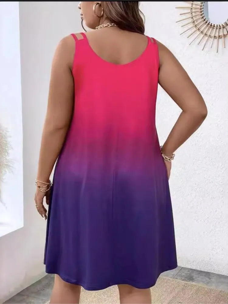 Vestidos midi con estampado degradado para mujer, moda informal, para playa, vacaciones, camisola holgada, ropa de calle, verano 2025