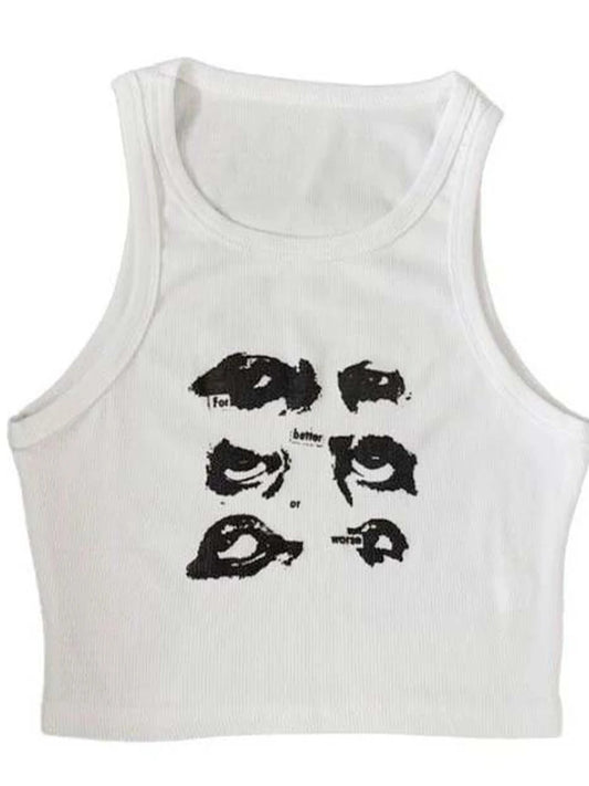 2025 Summer Print Personality Bright Color Sleeveless Y2k Clothes Vintage Sleeveless Tank Top Aesthetic Harajuku Streetwear Slim