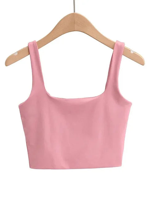 Tops sexys sin mangas de verano 2025 para mujer, camisetas sin mangas con cuello cuadrado corto a la moda, 6 colores