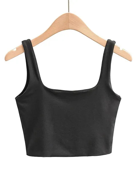 Tops sexys sin mangas de verano 2025 para mujer, camisetas sin mangas con cuello cuadrado corto a la moda, 6 colores