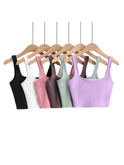 Tops sexys sin mangas de verano 2025 para mujer, camisetas sin mangas con cuello cuadrado corto a la moda, 6 colores