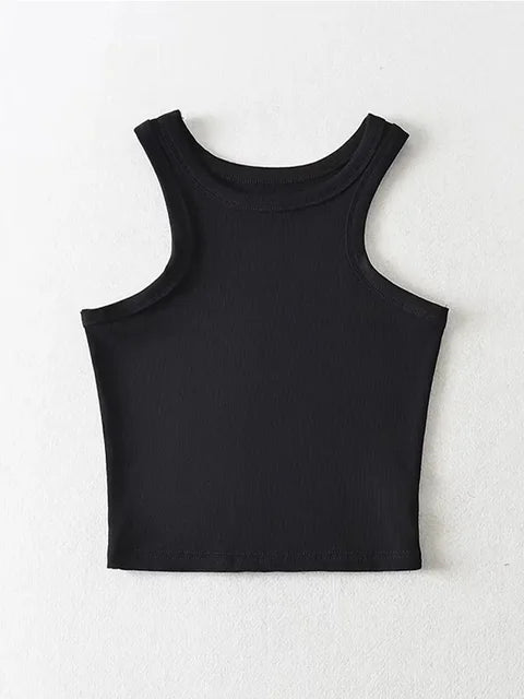 2025 Summer Women Solid Knit Short Tank Tops Strethy Cropped Camis